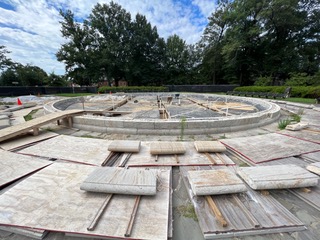 Fountain being re-constructed.